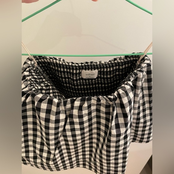 Aritzia Bonaventure Blouse medium black and white plaid gingham - Picture 2 of 2